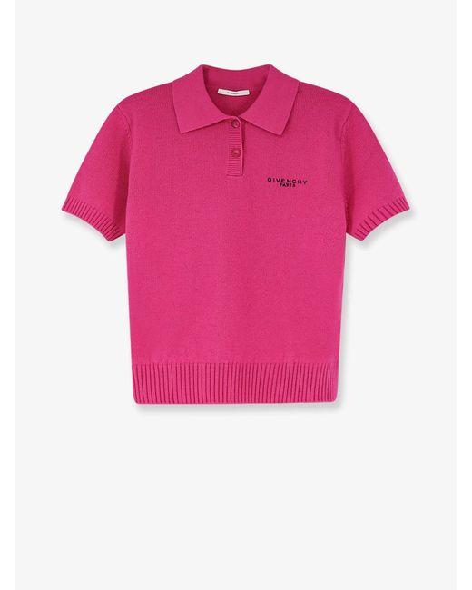 Givenchy Pink Wool And Cashmere Polo Shirt