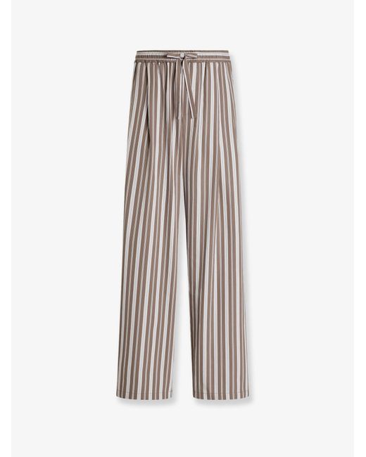 Dolce & Gabbana White Trousers Vanity Striped Cotton-Silk