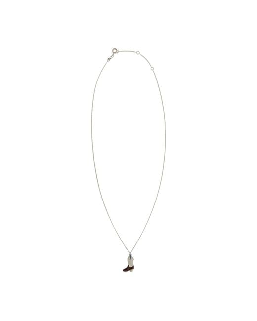 Aliita White Necklace Cowboy Boot 9K