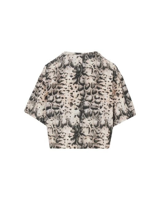 Pinko Multicolor Animalier Print Cropped T-Shirt
