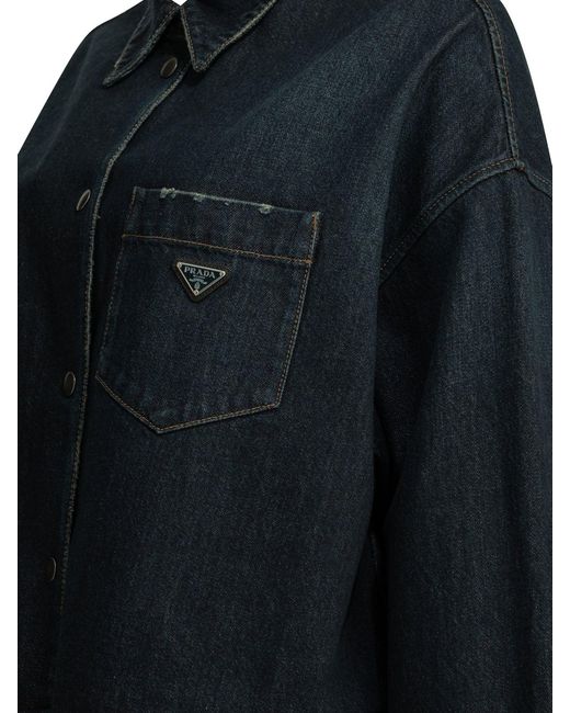 Prada Black Denim Jacket With Logo