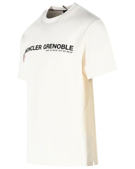 Moncler White Ivory Stretch Cotton T-Shirt for men
