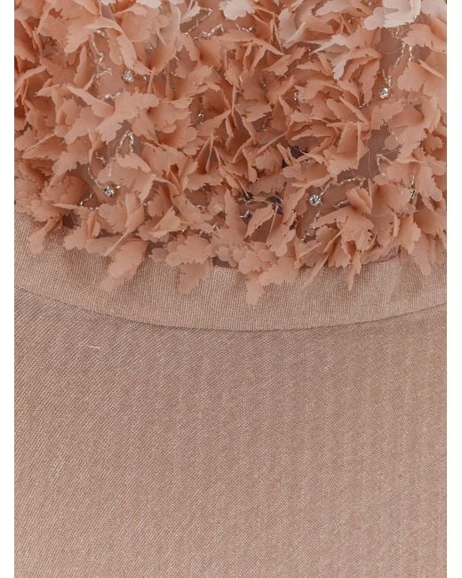 Elisabetta Franchi Natural Evening Gown Voile