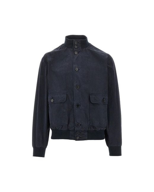 Aspesi Blue Cotton Canvas Bomber Jacket for men