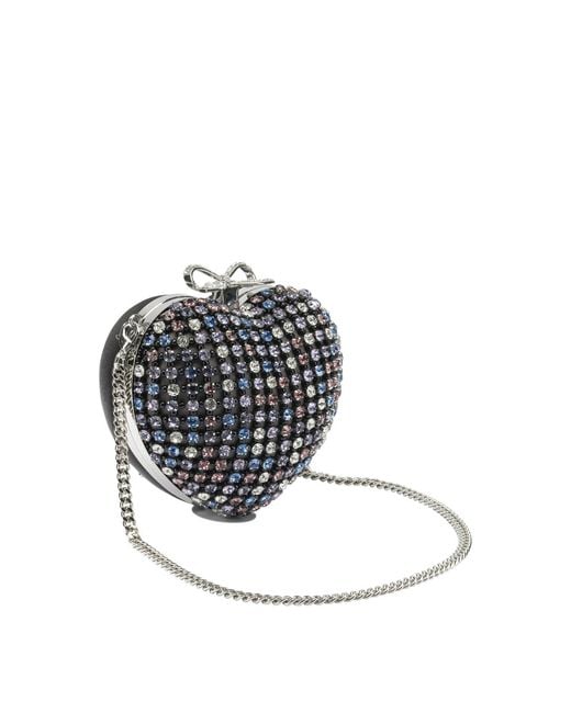 Self-Portrait Black Heart Clutch With Crystals