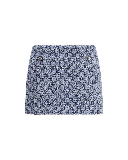Gucci Blue Gg Tweed Skirt