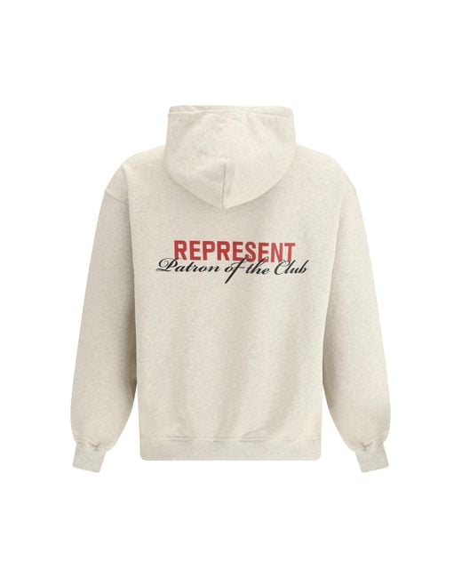 Represent White Cotton Hoodie for men