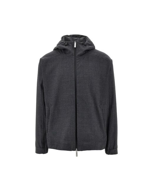 Herno Gray Wool Touch Laminar Bluson Jacket for men