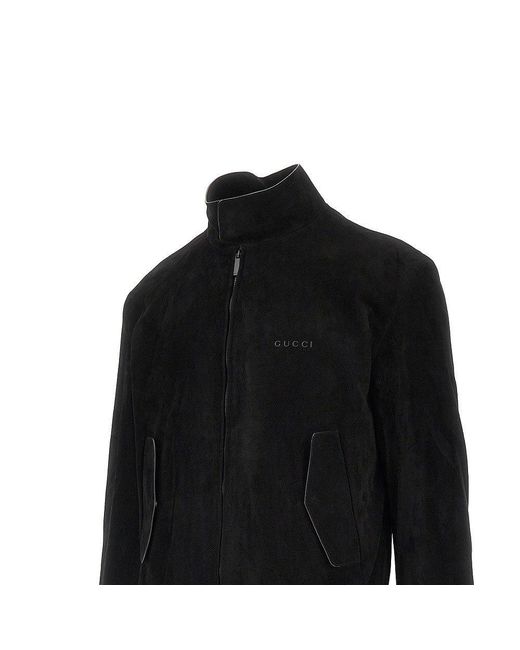 Gucci Black Suede Leather Bomber Jacket for men