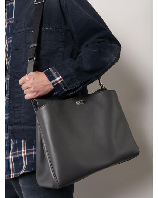 Balenciaga Gray Rodeo Messenger Leather Crossbody Bag for men