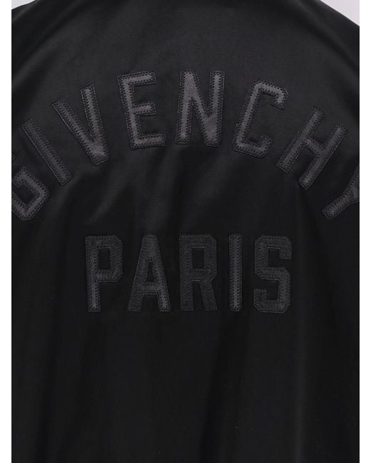 Givenchy Blue Cotton And Nylon Jacket With Leather Sleeves for men