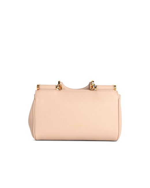 Dolce & Gabbana Natural Dolce & Gabbana Small 'Sicily' Leather Handbag Nude