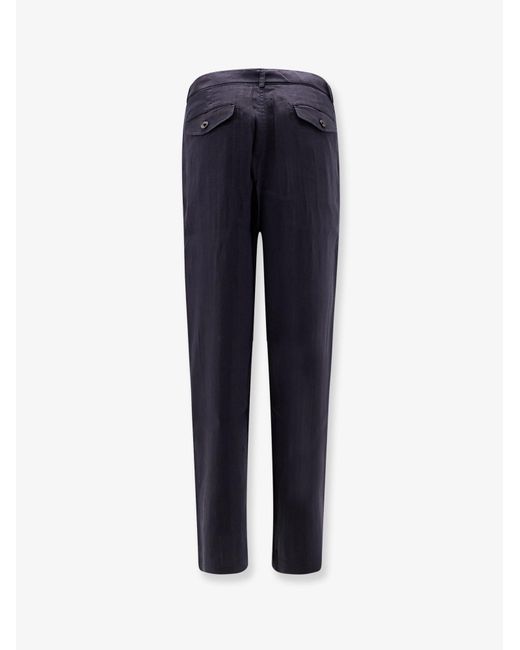 TONYWACK Blue Linen Blend Trousers for men