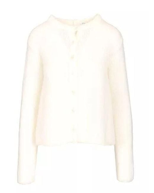 Loewe White Mohair Wool Cardigan