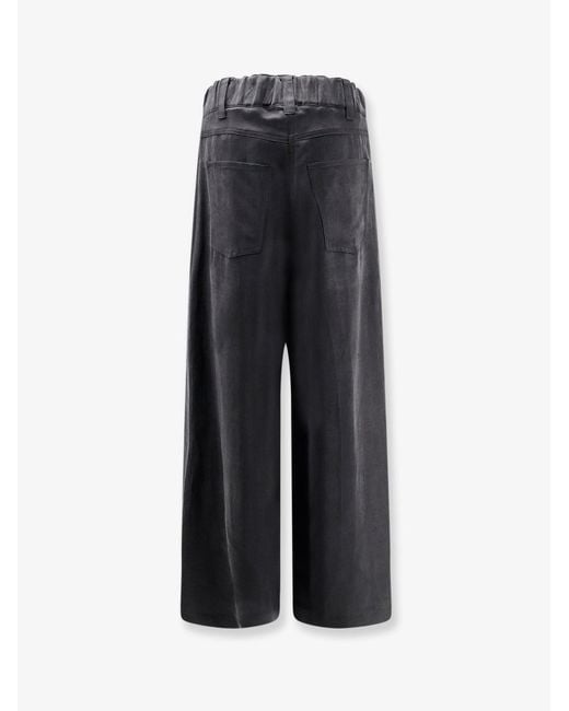 Alysi Black Wide-Leg Trousers Lyocell-Linen
