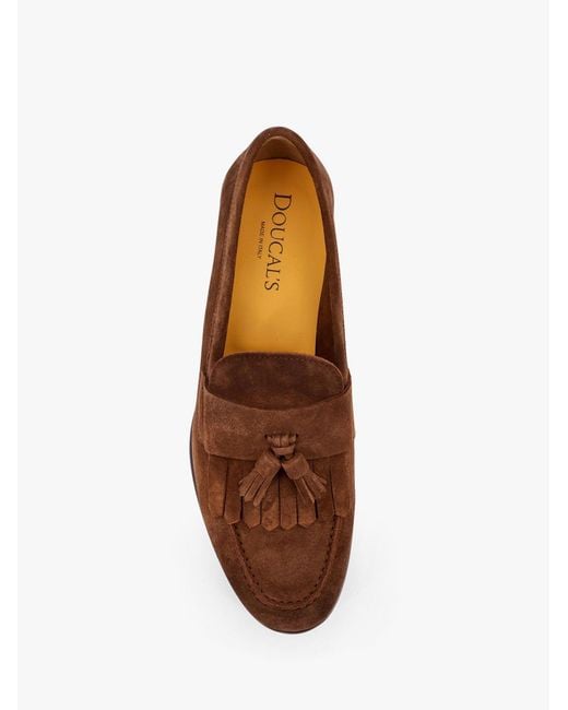 Doucal's Brown Suede Loafers With Tassels for men