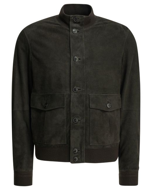 Zegna Black Suede Jacket for men