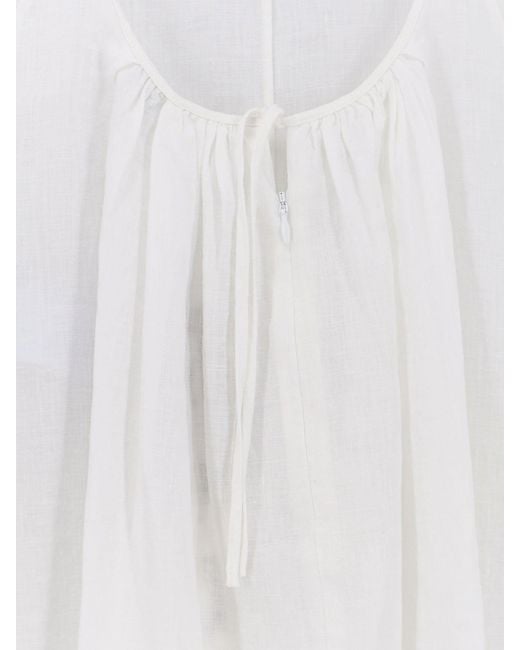 Aspesi White "Vissuto" Linen Dress