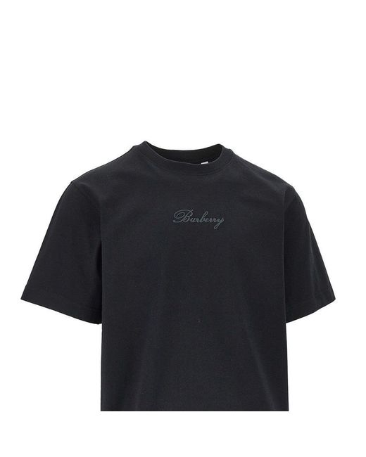 Burberry Black Check Logo T-Shirt for men