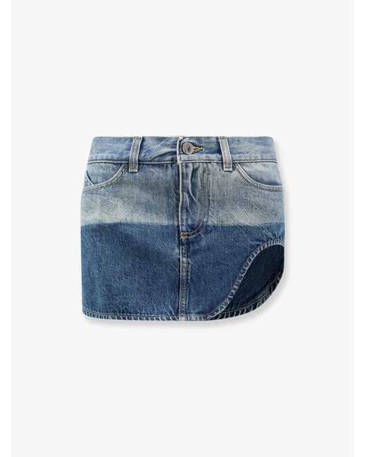 The Attico Blue Denim Mini Skirt