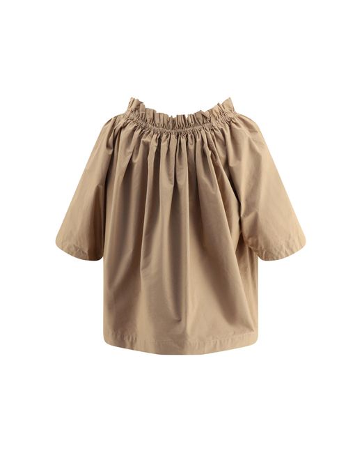 Saint Laurent Natural Top Cotton Ruffle