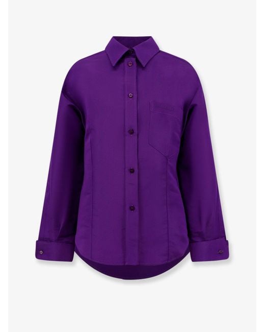 Balenciaga Purple Silk Button-Front Shirt With Patch Pocket