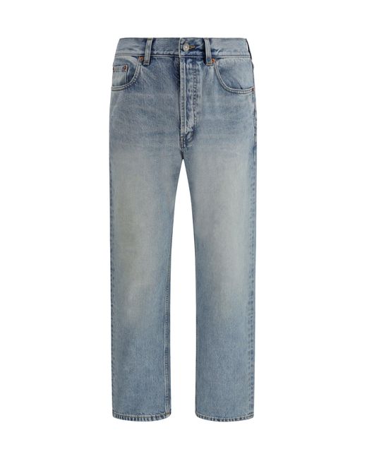 Men's Blue Cotton Denim Jeans With Stonewashed Finish