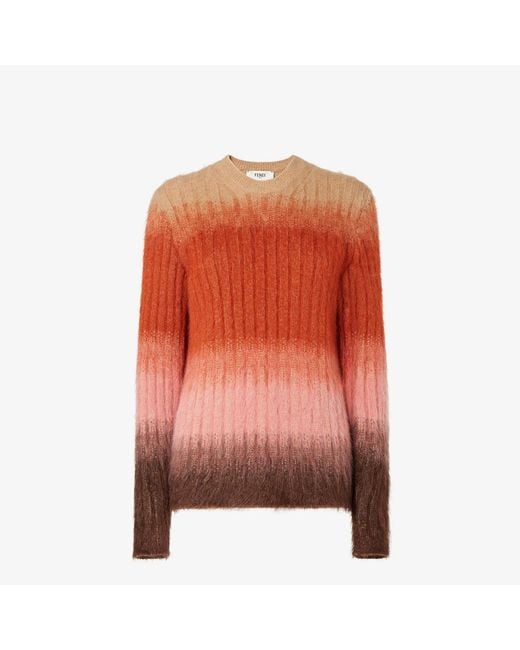 Fendi Orange Mohair Crewneck Sweater