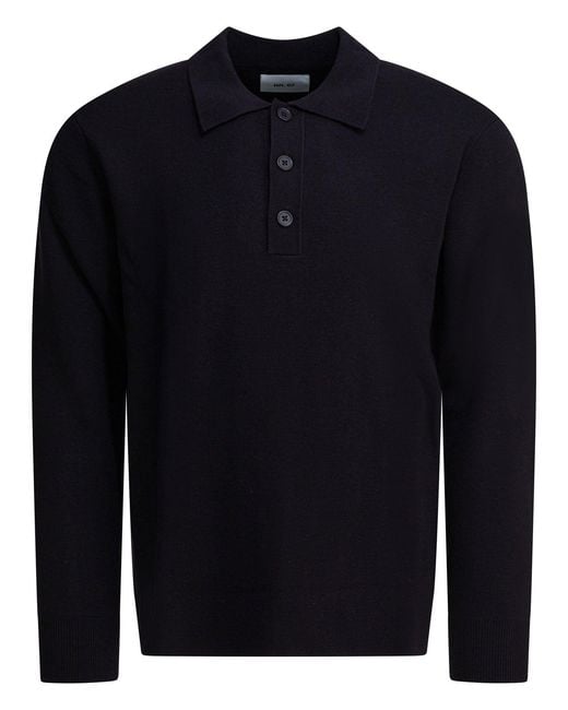 NN07 Blue Harald Wool Polo Sweater for men