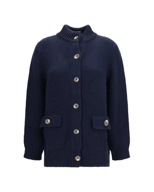 Ella Blue High Neck Cardigan
