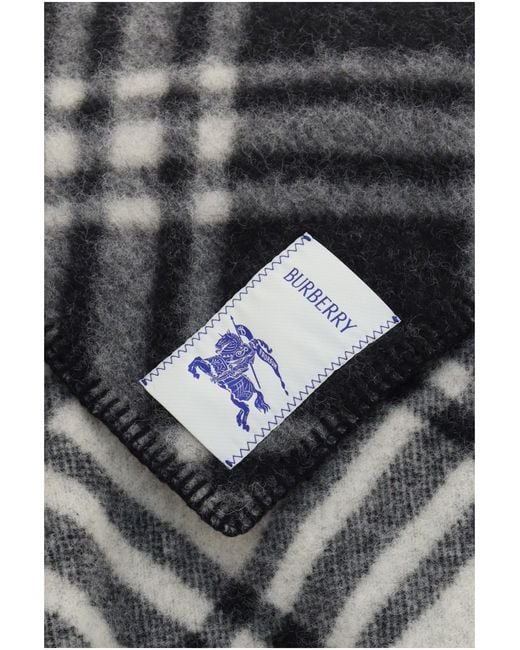 Burberry Gray Poncho Short Wool Check