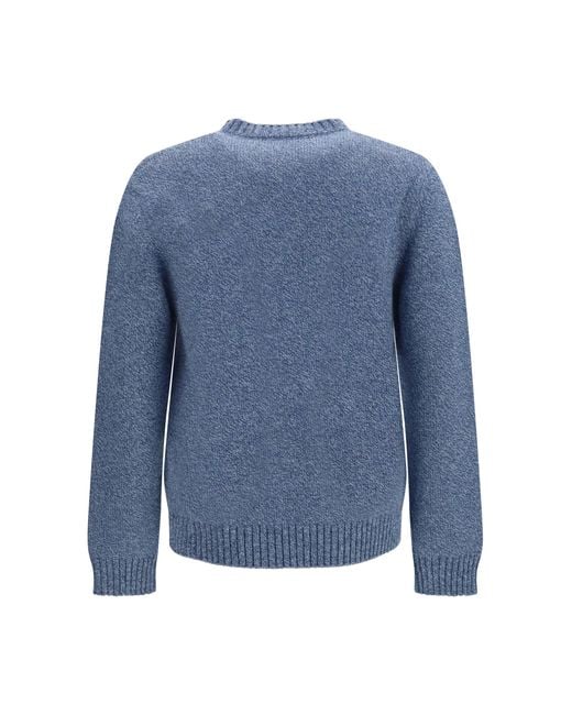 Valentino Blue Wool Sweater With Butterfly Embroidery for men