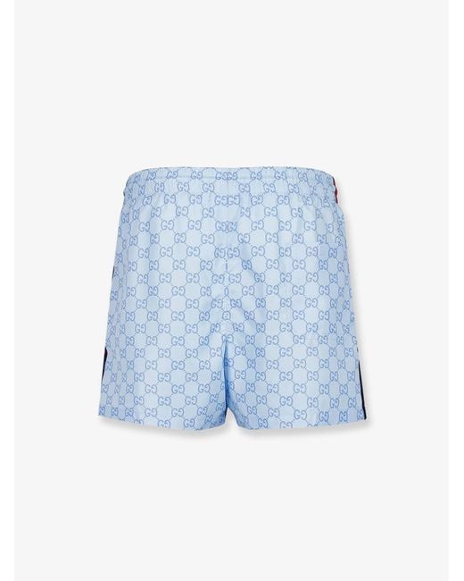 Gucci Blue Gg Nylon Swim Trunks for men