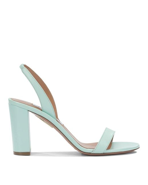 Aquazzura Metallic "So Nude Block 85Mm" Heeled Sandals