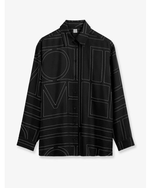 Totême Black Classic Pajamas Organic Silk Shirt