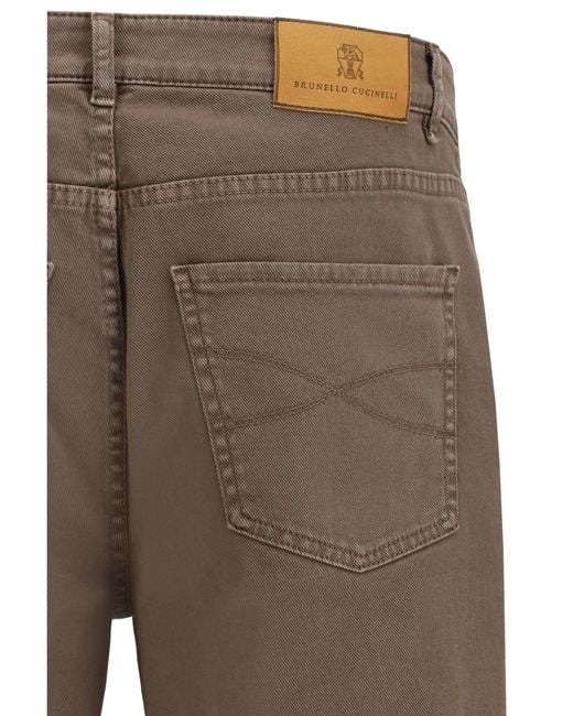Brunello Cucinelli Brown Jeans With Turn-Up Hem for men