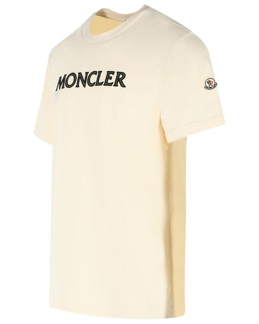 Moncler Natural Ivory Cotton T-Shirt for men