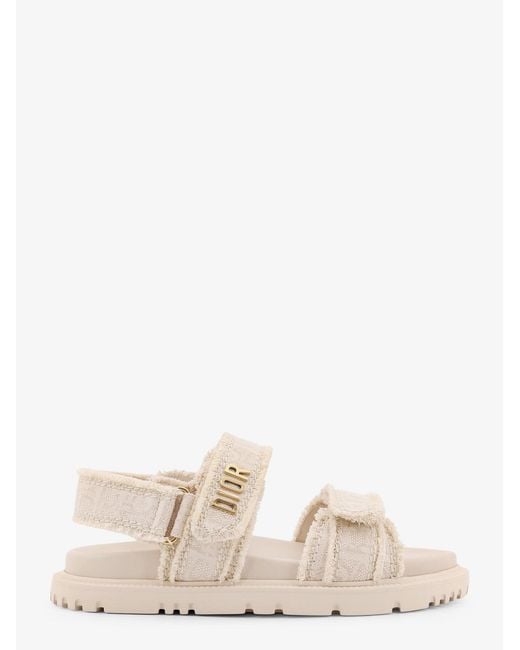 Dior Natural Dior Dioract Fabric Sandals With Dior Oblique Motif