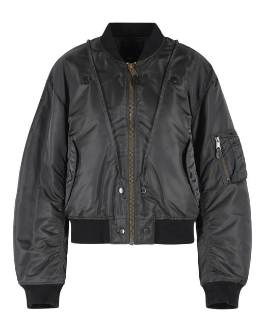 Maison Margiela Black Dark Reversible Ribbed Polyamide Bomber Jacket