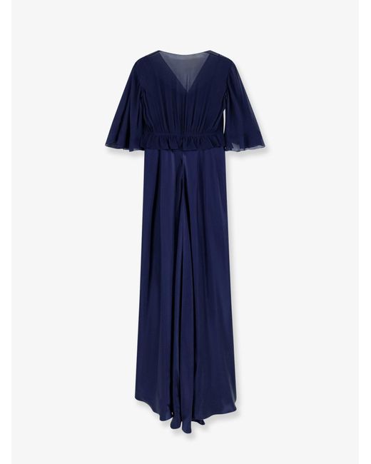 Alberta Ferretti Blue Satin Long Dress