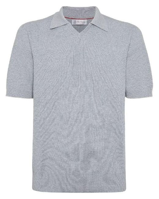 Brunello Cucinelli Gray Short Sleeves Polo Shirt for men