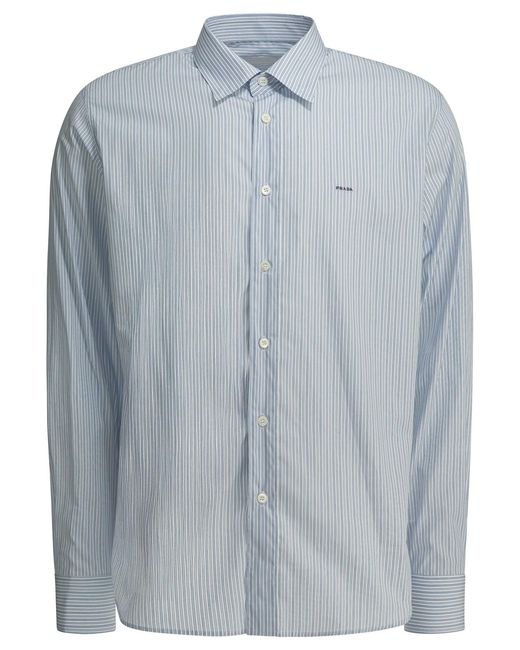 Prada Blue Cotton Shirt for men