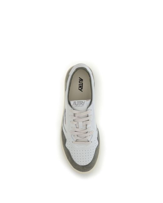 Autry White Medalist Low Sneakers/Smoked for men