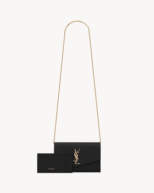 Saint Laurent White "Uptown" Pouch With Chain