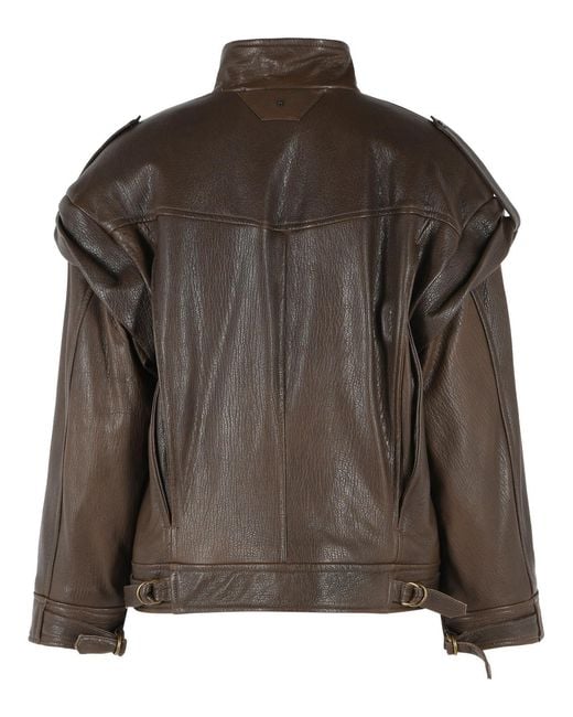 Salvatore Santoro Brown Leather Bomber Jacket
