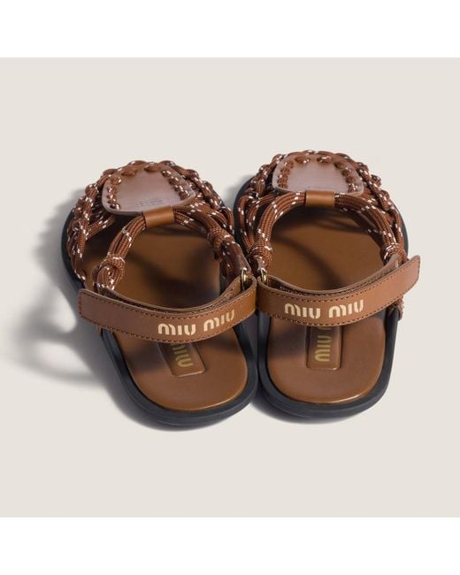 Miu Miu Brown Leather And Cord Sandals
