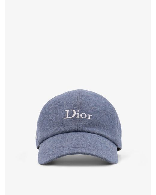 Dior Blue Dior Cotton Hat With Embroidered Logo On The Front for men