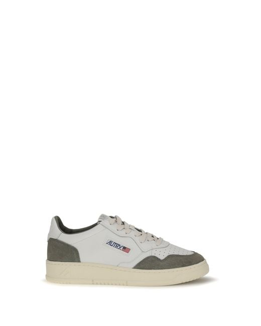 Autry White Medalist Low Sneakers/Smoked for men
