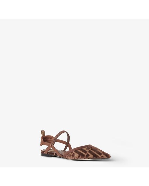 Fendi Brown "Colibrì Lite" Slingback Ballets Flat