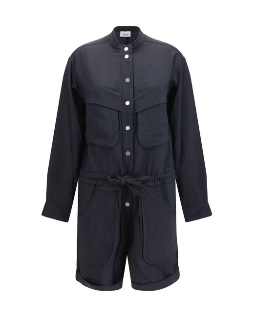 Isabel Marant Blue Marant Etoile Short Cotton Blend Jumpsuit